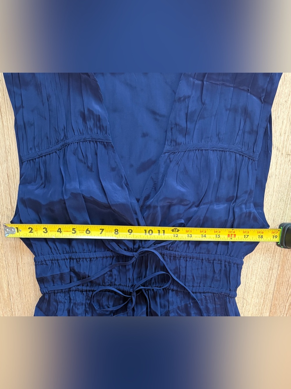 Rails Aletta Dress Admiral Navy Blue Tie Waist V Neck Sleeveless Midi Small S - Picture 9 of 11